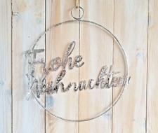 Metallkranz Kranz silber Metall 32cm Frohe Weihnachten Stern Sterne Ring