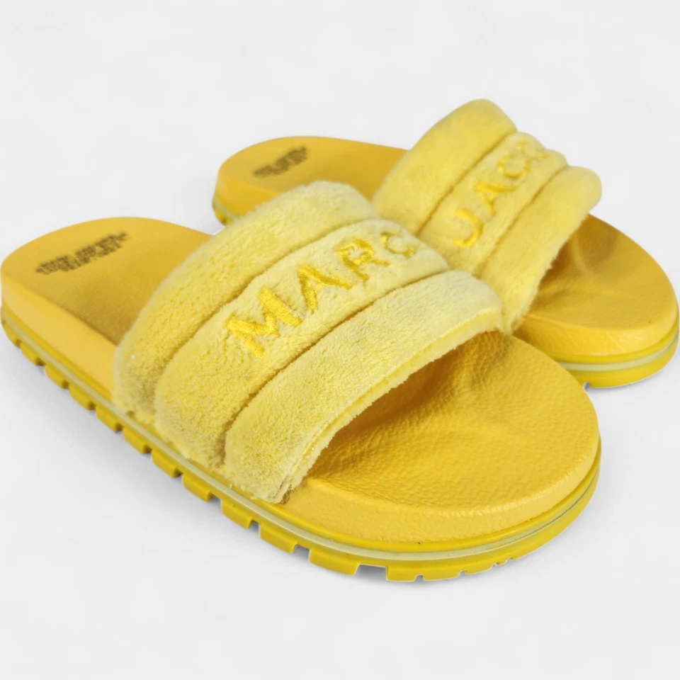 Marc Jacobs The Terry Slide Sandals Women's 38 (8 US) Yellow Open Toe - Image 3 of 4