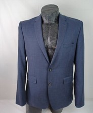 Burton Menswear London Sportcoat 42R Mens Slim Fit Blue 2-Button Blazer Jacket