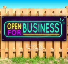 OPEN FOR BUSINESS Advertising Vinyl Banner Flag Sign Many Sizes NEON