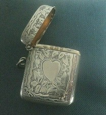 Vesta En Argent Edwardien / Boîte À Allumettes H/M Birmingham 1906 Thomas Hayes