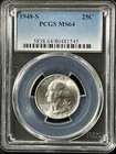 1948-S  25C Washington Quarter Dollar PCGS MS64   80481545