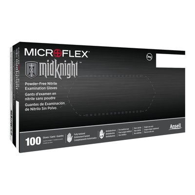 MICROFLEX MidKnight Nitrile Exam Glove Standard Cuff Length LARGE 1000 per Case