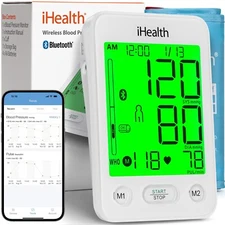 iHealth Accu Luminate Blood Pressure Monitor with Color-Coded LCD, Body Movem...