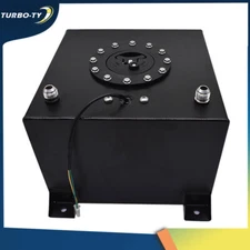 5 Gallon Polished Aluminum Fuel Cell Tank with Level Sender Black Universal