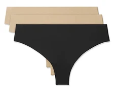 TRUE AND CO Body 3 Pack Nude Black Thong Panty Underwear Womens Sz XL fits 16-18