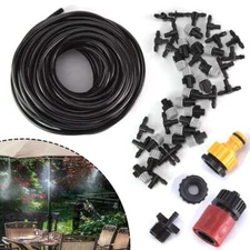 50FT Outdoor Garden Misting Cooling System Irrigation Water Mister Nozzles Set