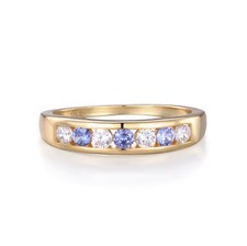 Ladies 9 Carat Gold & Solid  Sterling 925 Silver Tanzanite & White Sapphire Ring