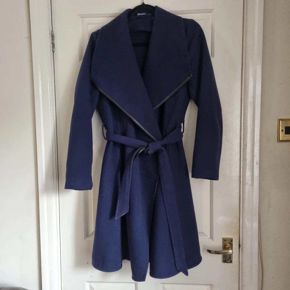 Navy wrap coat clearance uk