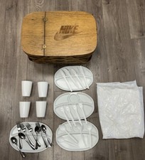 Vintage Nike Promo Picnic Basket With Plates And Utensils Rare Employee Family
