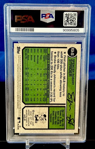 Spencer Strider 2023 Topps Heritage Real One Autograph #ROA-SS PSA Mint 9 Pop 13 - Picture 2 of 2