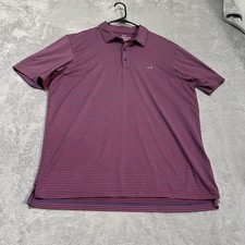 Vineyard Vines Polo Shirt Mens Large Red Blue Performance Striped Golf Stretch
