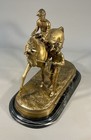 Vtg Delaware Park Bronze Horse Statue Sculpture Equestrian Jockey Marble Base