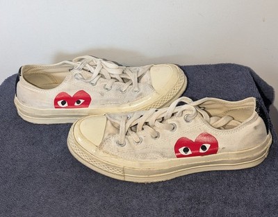 Converse Comme des Garçons Play x Chuck 70 Low Womens Size 6 Milk White Canvas 