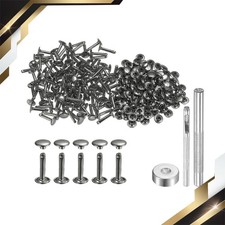 100 Pack Leather Rivets 9mm x 16mm Metal with 3 Setter Tools Gunmetal