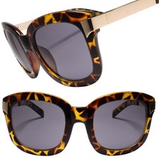 Retro Look Bold Square Punk Rock Hip Hop Gold  Tortoise Sunglasses