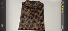 Women s Brown/Black Geometric Collared Button...