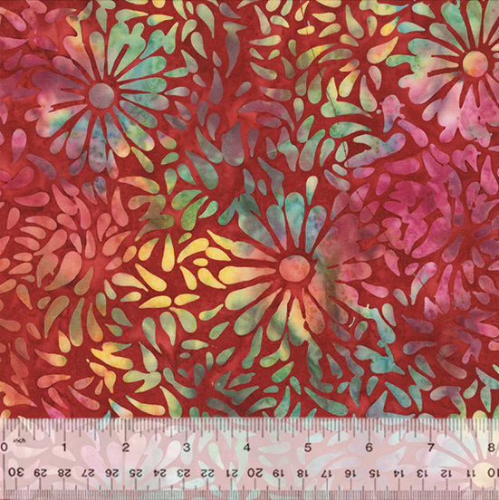 Batik Fabric Summer Sunset Daisy Rainbow Pink by the Yard
