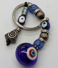 Blue Evil Eye Beaded Charm Keyring