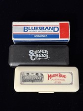 3pc Harmonica Lot, Hohner Marine Band 1896 C , Silver Creek C, Bluesband G B1