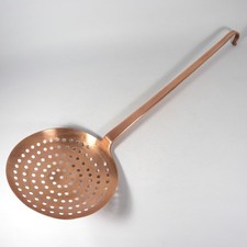 ANTICA GRANDE SCHIUMAROLA SCHIUMAIOLA MESTOLO FORATO SCOLAPASTA IN RAME W103