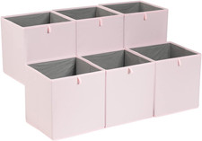 Collapsible Fabric Storage Cube Organiser Bins, Pack of 6, Peony Pink, 33 X 38 X
