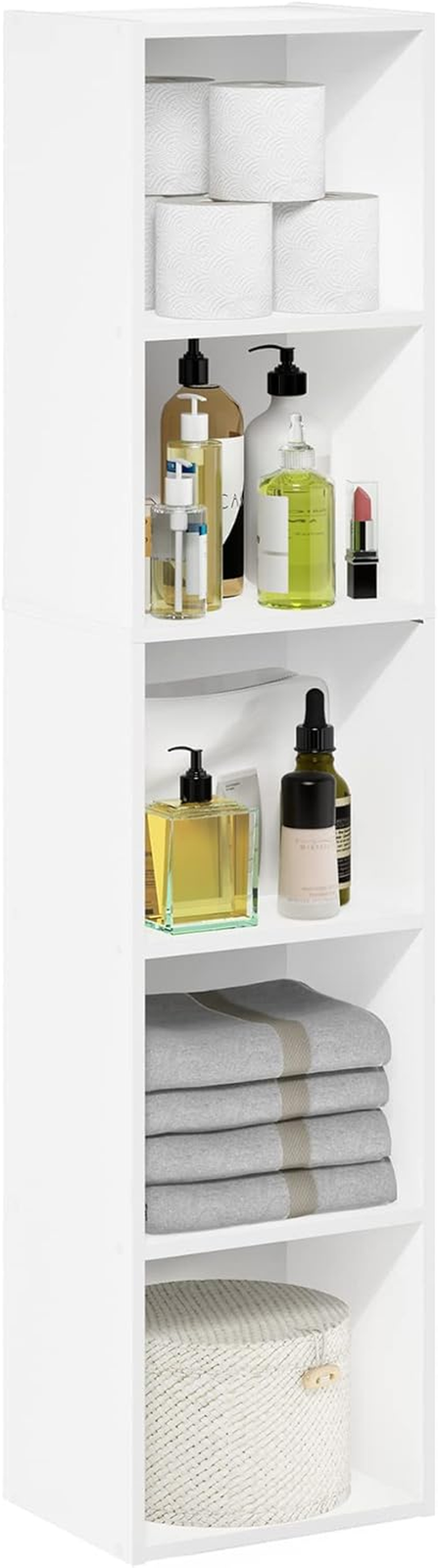 White 5-Tier Luder Cube Bookcase for Book Storage