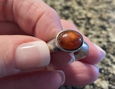 Sterling Silver Ring With Brown Stone Size 7.5