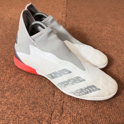 Adidas Predator Freak .3 Laceless Indoor Soccer Shoes Grey White Red FY7823 9.5