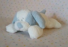Aurora Baby Pastel Blue White Puppy Dog Stuffed Animal Rattle Plush 7  READ