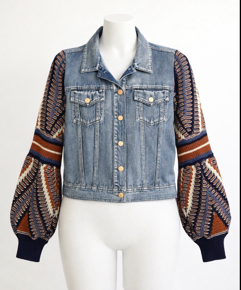 Flying Tomato denim jacket collared button patter… - image 2