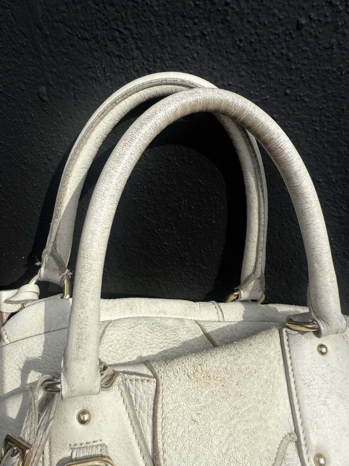 Authentic Prada Cervo Patchwork Bowler Bag Ivory … - image 7