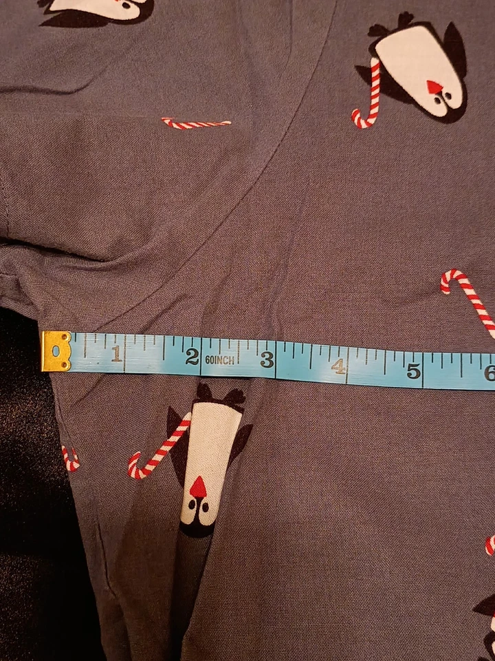 Women's Cute Penguin And Candy Cane Graphic Short Sleeve Medical Scrub Top XL - Image 3 of 4