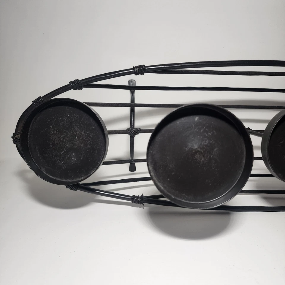 Rustic Fireplace 5 Candle Holder Wrought Iron Pillar Centerpiece 23 X 7 - Image 3 of 4