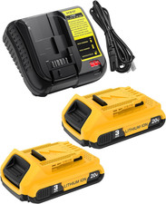2Pack 3.0Ah Replacement for Dewalt 20V Max Battery and Charger Combo Compatible