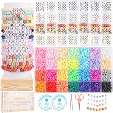 Friendship Bracelet Kit, 28 Colors 5040 Pcs Clay Beads 1200 Pcs Letter Beads for