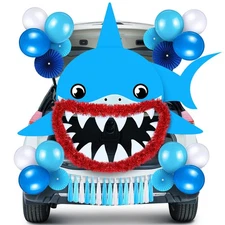 33 Pcs Halloween Shark Trunk or Treat Decorations Kit Car Archway Garage Door...