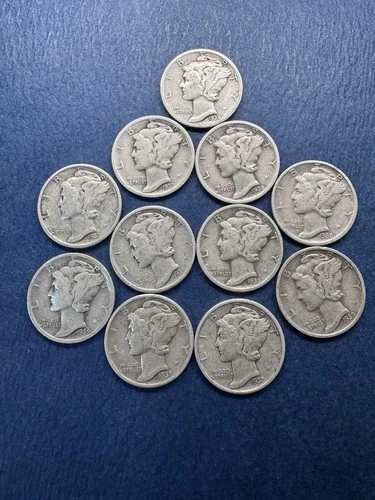 Lot of 11 Coins Mercury Silver Dimes  Mixed Mint And Dates Nice See Pics #55