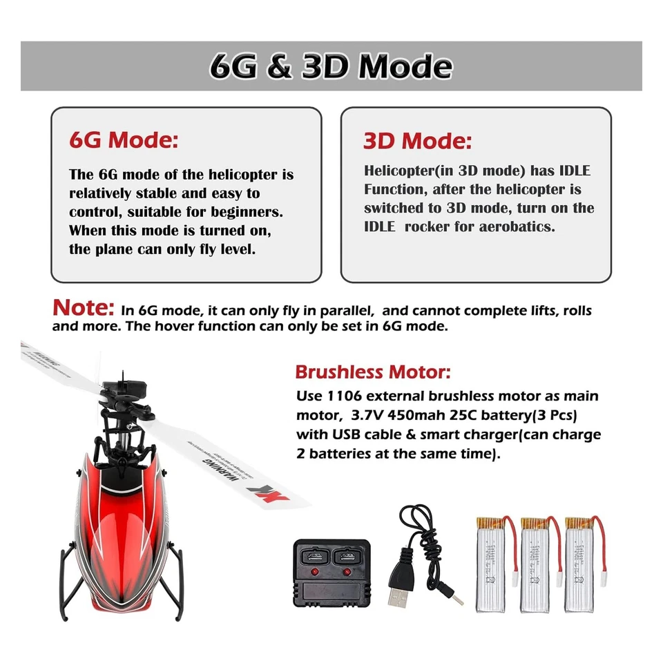 WLtoys K110S 6-CH RC Helicopter with 3D/6G Mode,Brushless Motor,with 3 Batteries - Image 4 of 4