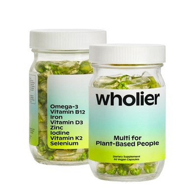 wholier Multi for Plant Based People, Multivitamin 60 Count (Pack of 1)