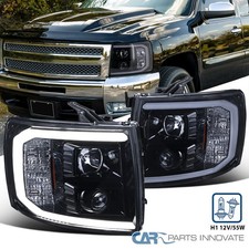 Fits 2007-2013 Chevy Silverado 1500 2500hd Smoke Projector Headlights Led Strips