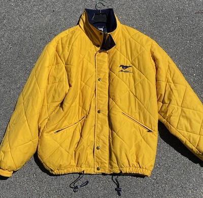 Vintage Officially Licensed Ford Mustang Yellow Puffer Jacket XL Made Canada