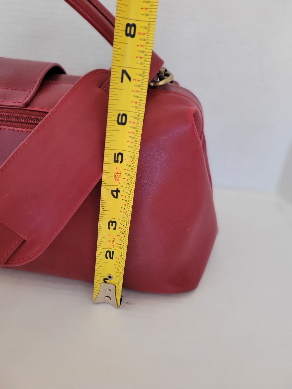 Ameri Leather Red Doctors Bag Handbag Crossbody P… - image 10