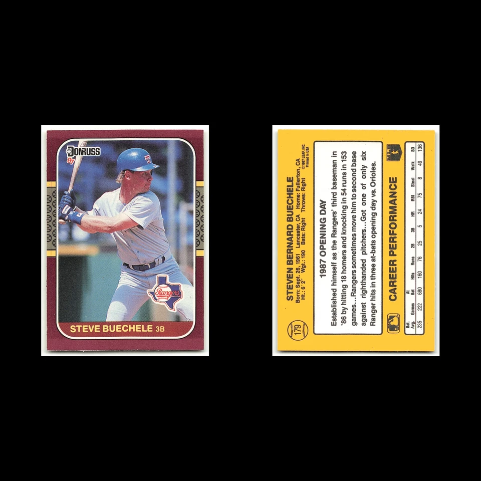 Steve Buechele #179 1987 Donruss Opening Day Texas Rangers Baseball Card MLB NM - Image 3 of 3