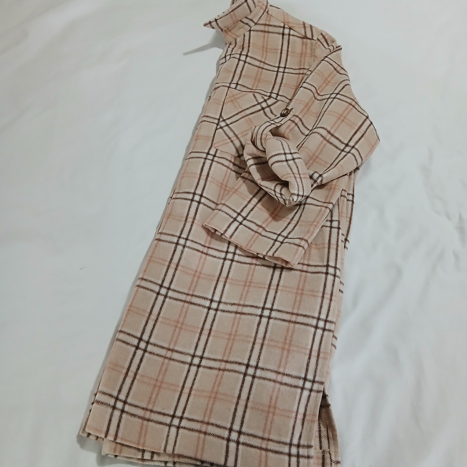 Cozy Co. by Cozy Casual 1X Shacket Adjustable-Sleeves Pockets Tan Plaid Plus Sz