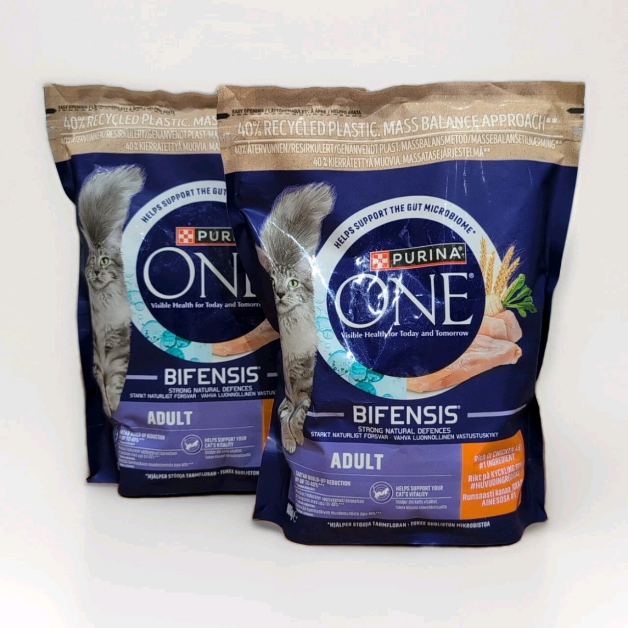 2 x Purina One Bifensis Adult Dry Cat Food (1 x Chicken 1 x Salmon) 800g Each - Image 2