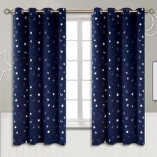 BGment Kids Blackout Curtains with Stars  Moons, Nursery  Bedroom, 63"L x 52"W