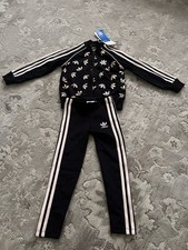 Adidas Kids Gold SST Tracksuit Black S 4-5Y New