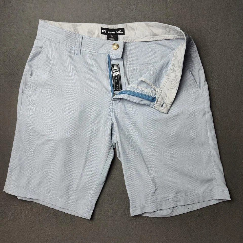 Pantalones Cortos Travis Mathew Para Hombre 32 Azul Claro Golf Elastizados Cuadros Chino Rendimiento Foto 2 de 4