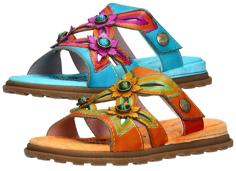 Laura Vita Damen Pantolette mit Cut-Outs und Perlenbesatz Brownieo 01 - Bild 1 von 1
